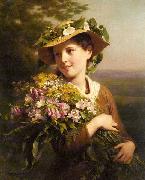 Fritz Zuber-Buhler Young Beauty with Bouquet painting